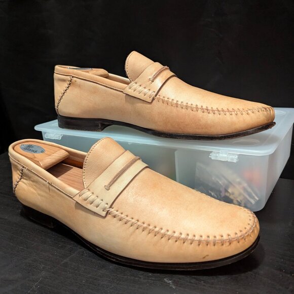 MENS SANTONI BIEGE PENNY LOAFERS CASUAL DRESS SLIP ON LEATHER SHOES 10 D main image 8